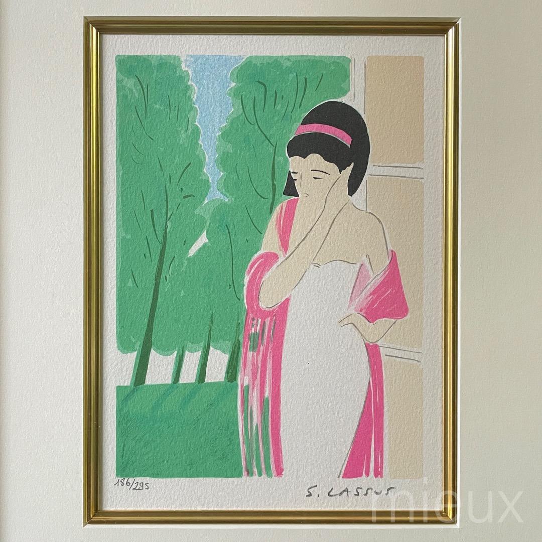 Serge Lassus セルジュラシス「婦人像」リトグラフ サイン 中古 美品