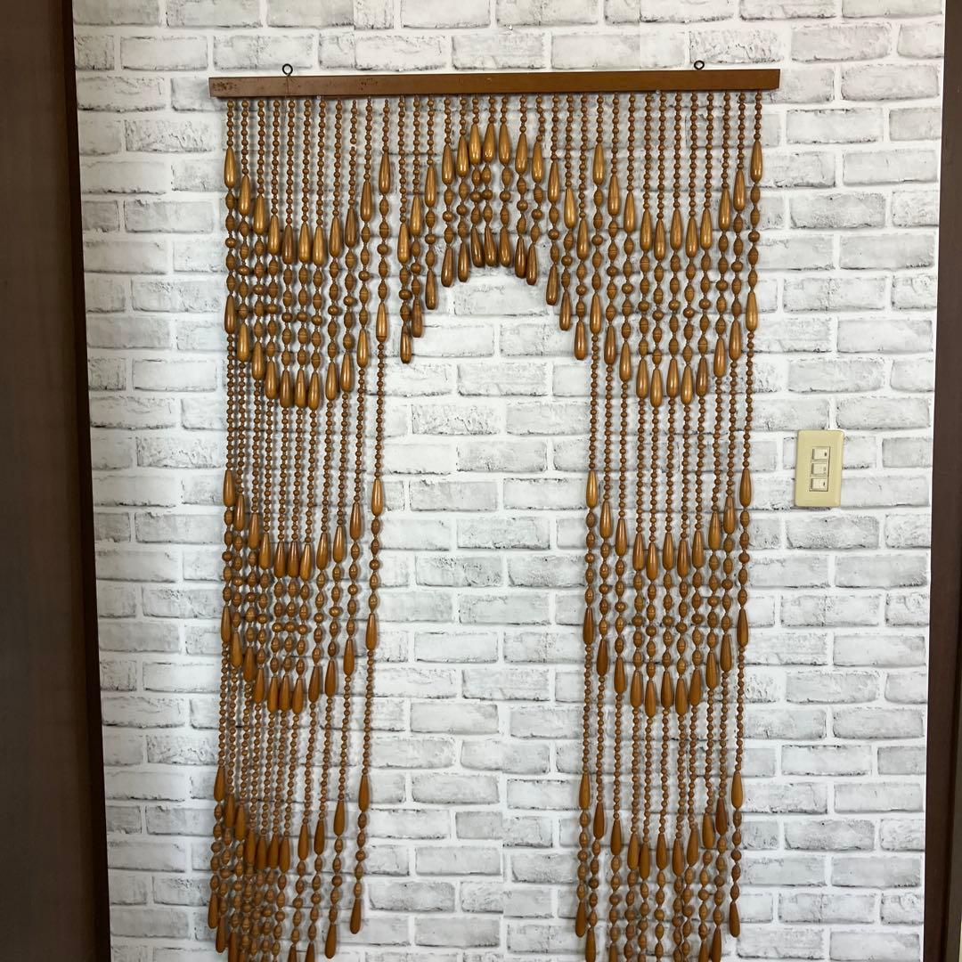 B-2 昭和レトロ 珠のれん 玉のれん 木製 ビンテージ アーチ型 当時物