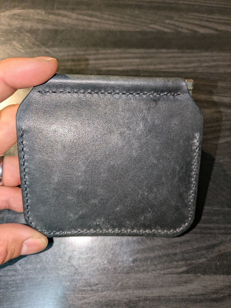 イタリアンレザー マネークリップ式 コンパクトウォレット 総手縫い 革財布 6