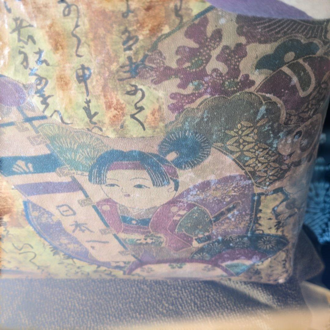 一閑張り かごバッグ 古布 ハンドメイド