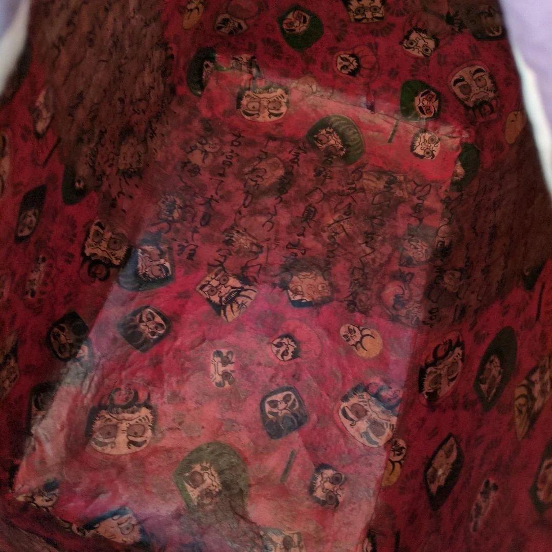 一閑張り かごバッグ 古布 ハンドメイド