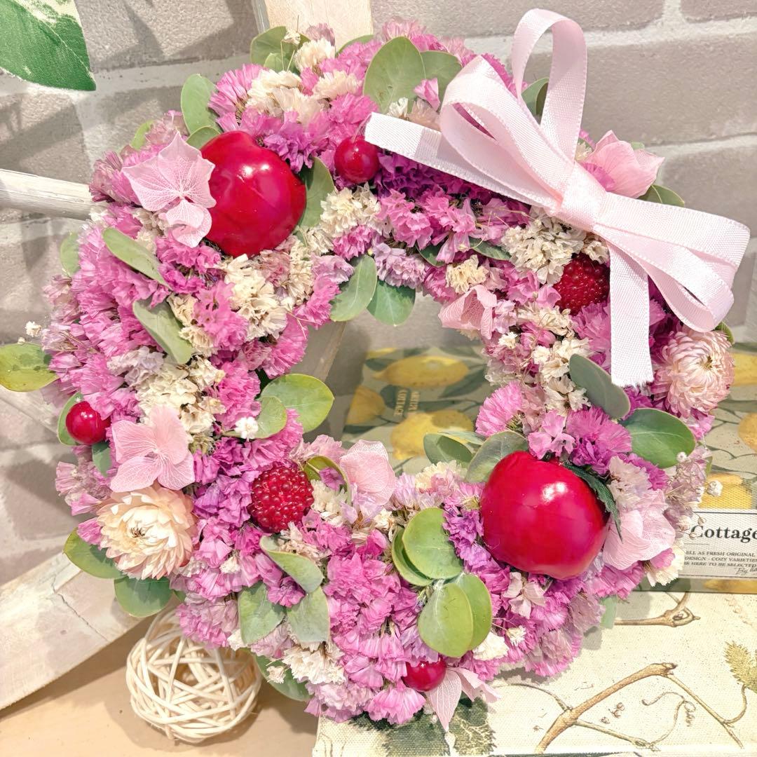 ドライフラワー スワッグ ガーランド リース 紫陽花 ヘリクサム