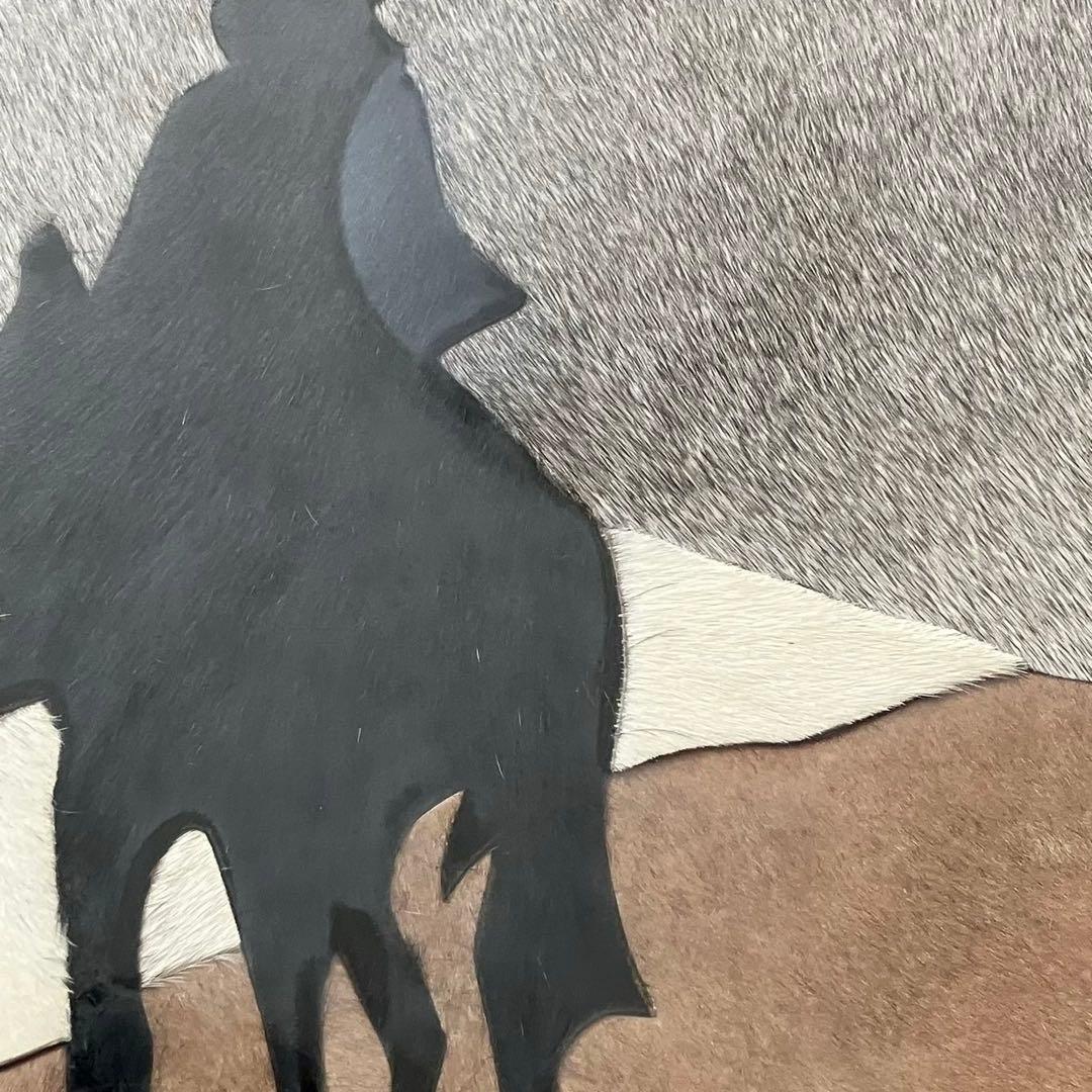 ハラコレザー 馬 パッチワーク 「ヴィンテージ レザーアート 壁掛け」絵画