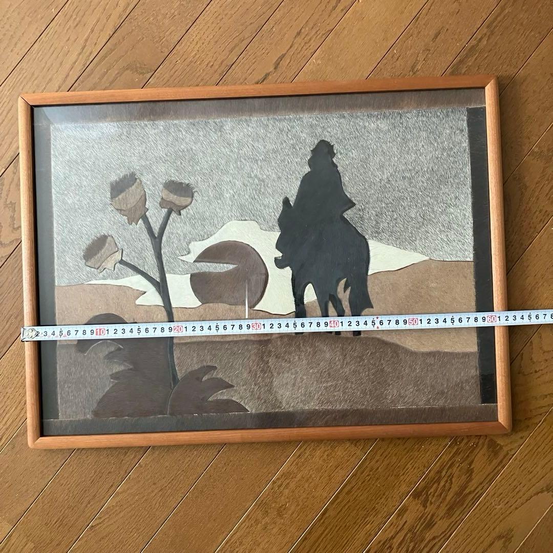 ハラコレザー 馬 パッチワーク 「ヴィンテージ レザーアート 壁掛け」絵画