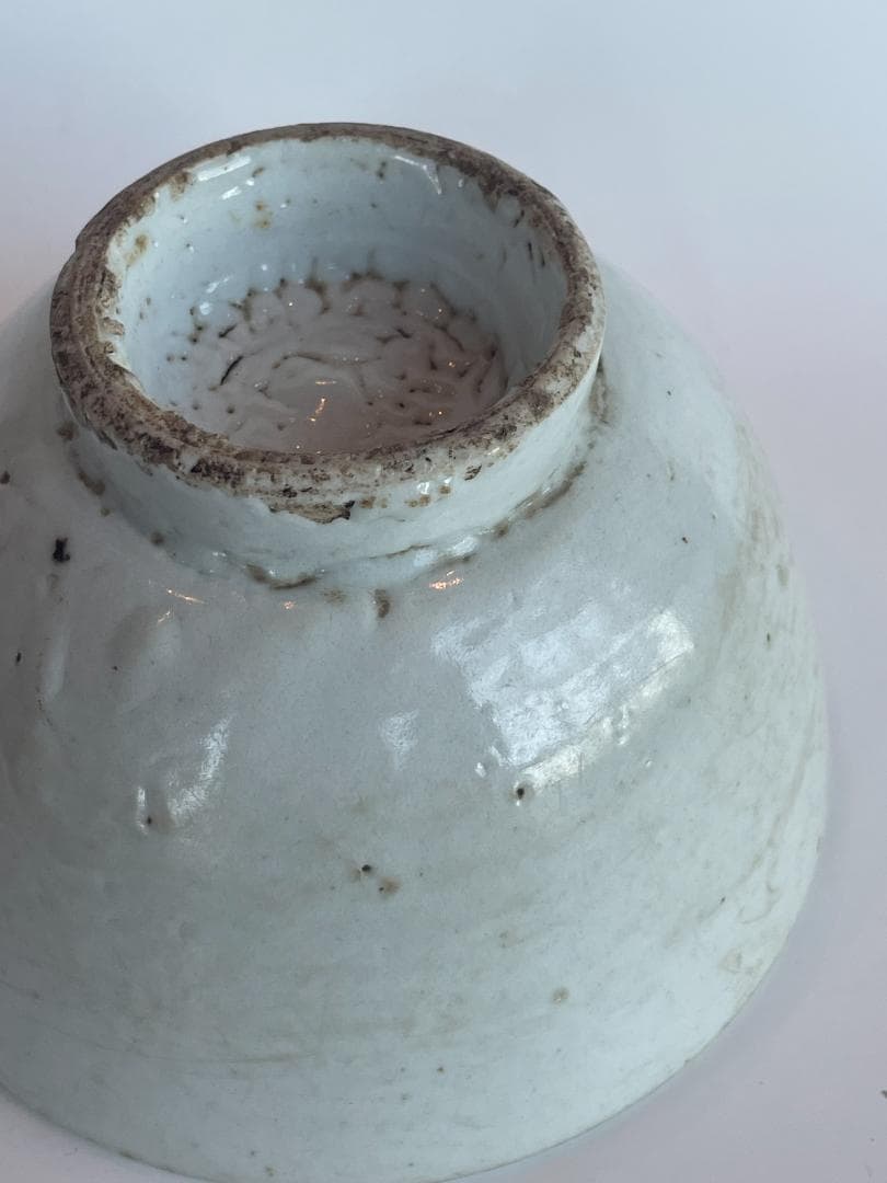 古渡 白磁碗 清代中後期 中国 南方民窯 唐物 茶碗 14.5cm 古陶磁 古玩