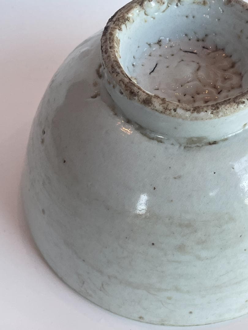 古渡 白磁碗 清代中後期 中国 南方民窯 唐物 茶碗 14.5cm 古陶磁 古玩