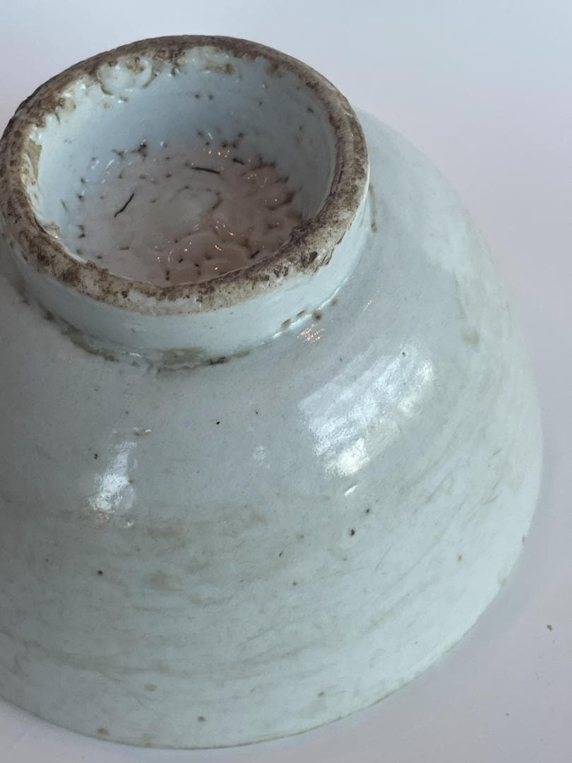 古渡 白磁碗 清代中後期 中国 南方民窯 唐物 茶碗 14.5cm 古陶磁 古玩