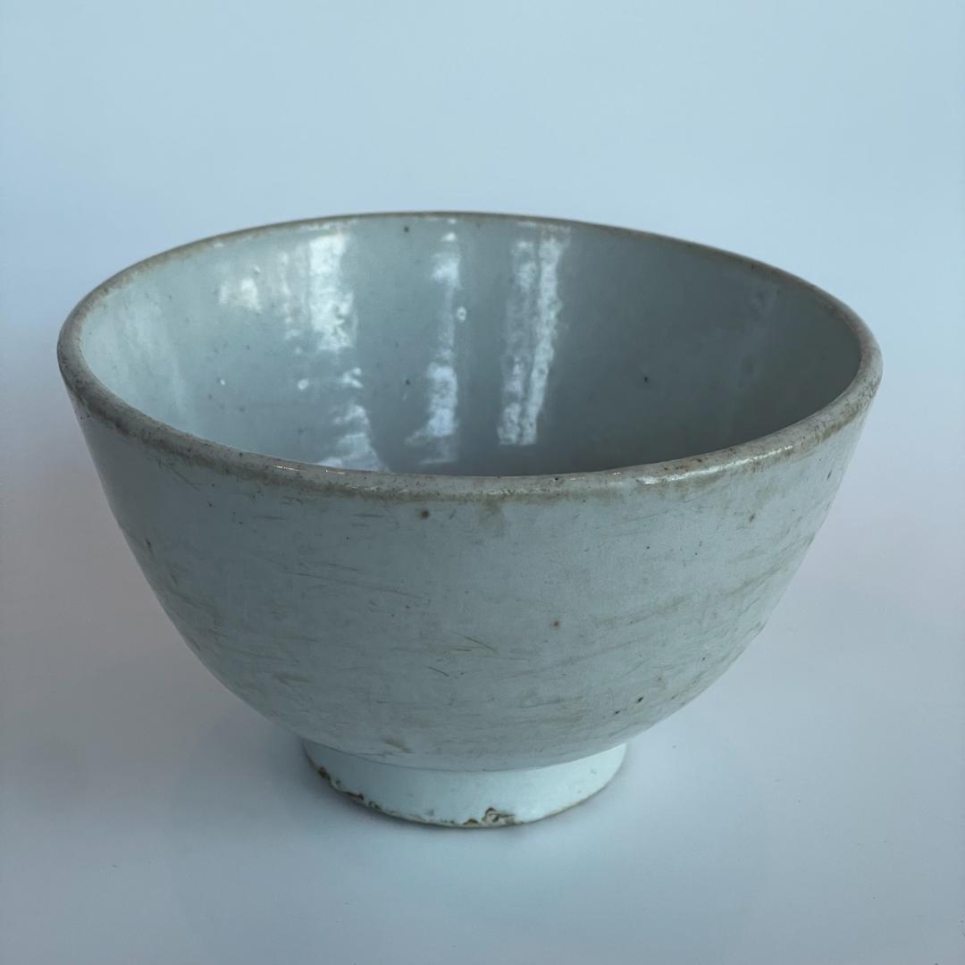 古渡 白磁碗 清代中後期 中国 南方民窯 唐物 茶碗 14.5cm 古陶磁 古玩