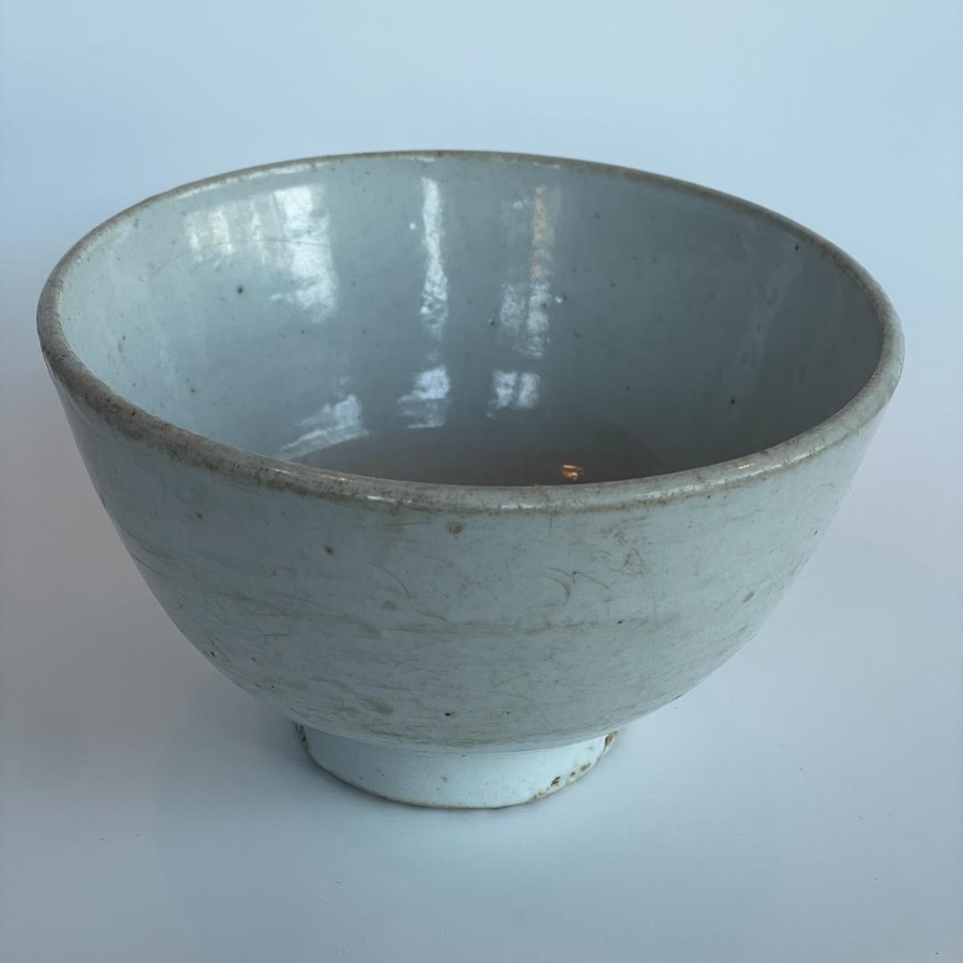 古渡 白磁碗 清代中後期 中国 南方民窯 唐物 茶碗 14.5cm 古陶磁 古玩