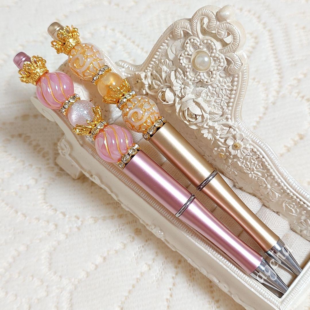 sale‼️N4253 カスタムボールペン 2本セット アンティーク調ビーズ