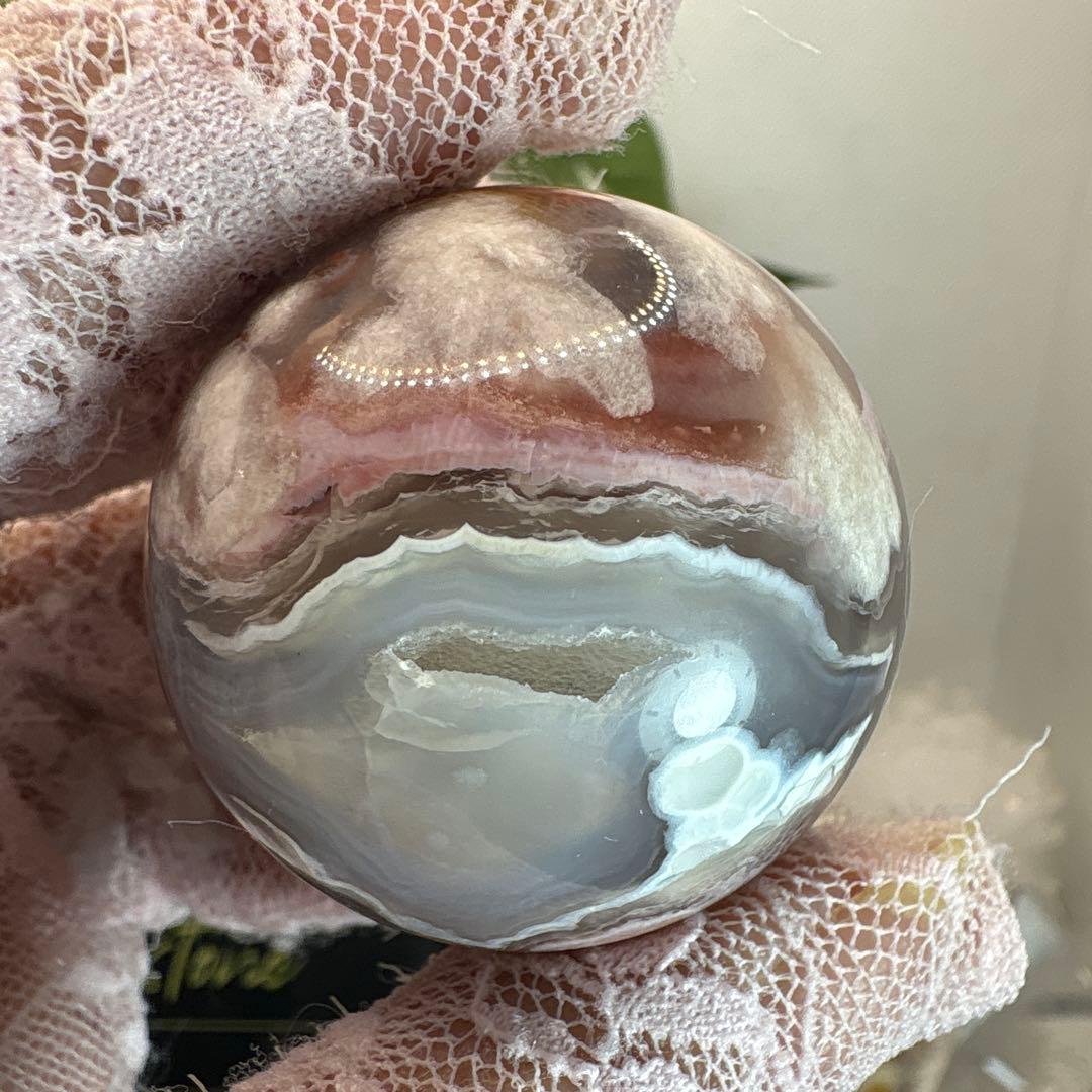 高品質 ピンク桜瑪瑙スフィア♡♡No.1978