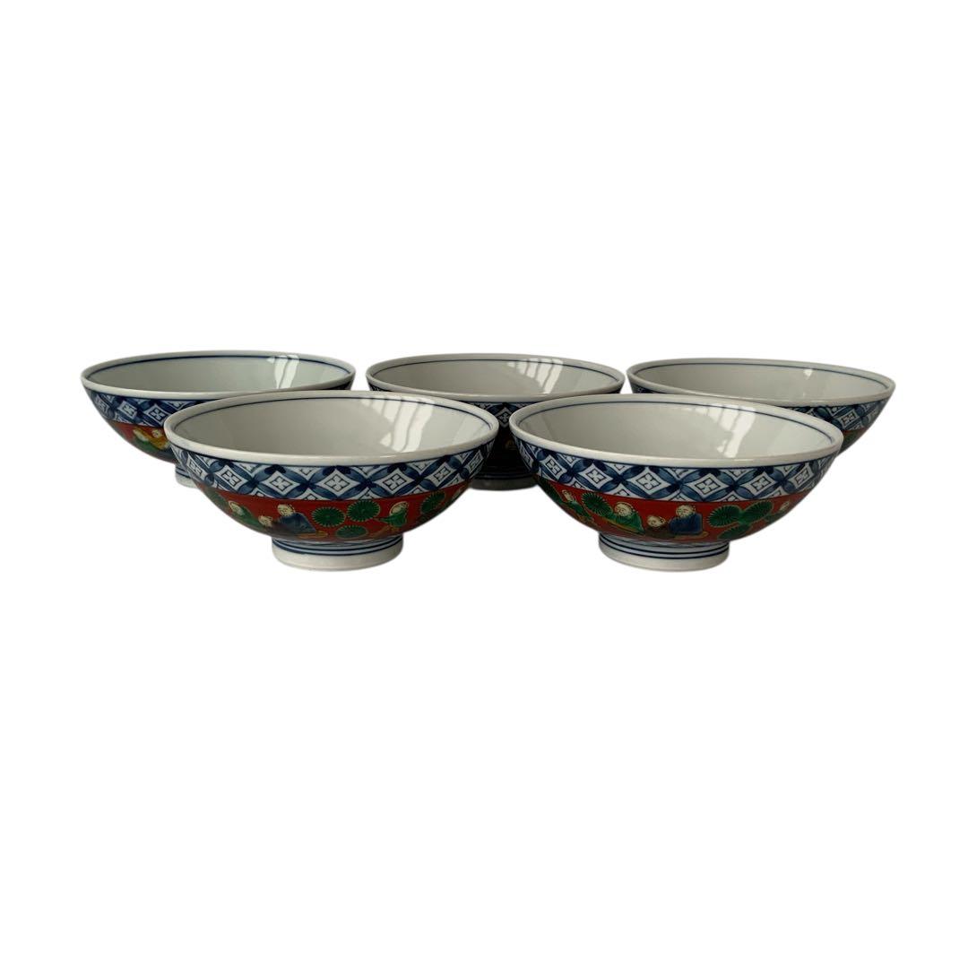 II-5645 九谷焼 九谷木米 お茶碗 5点 セット 食器 自宅保管品