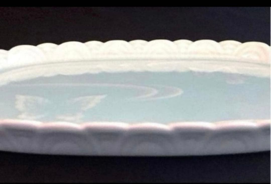 【超希少‼️美品】有田焼　藤巻窯　青白磁　青白瓷　楕円型皿5客揃　横幅約22 ㎝