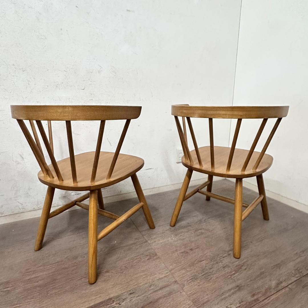 絵になるウィンザーチェア 2脚セット 天然木 ダイニングチェア【新品/未使用】