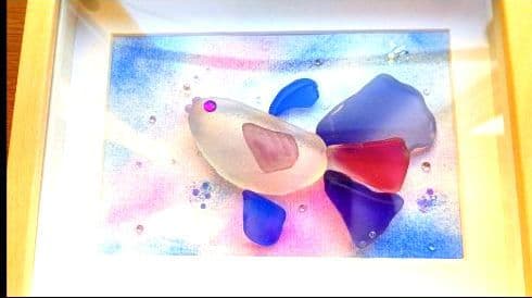 再販不可♡カラフル魚♡シーグラスアート♡レアシーグラス