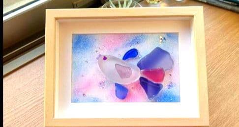 再販不可♡カラフル魚♡シーグラスアート♡レアシーグラス