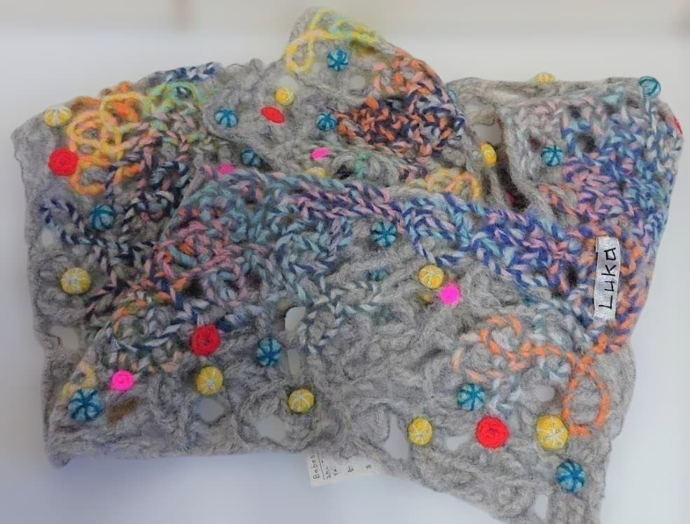 1点物★【Luka】毛糸フェルトマフラー『Babes in dream』未使用品