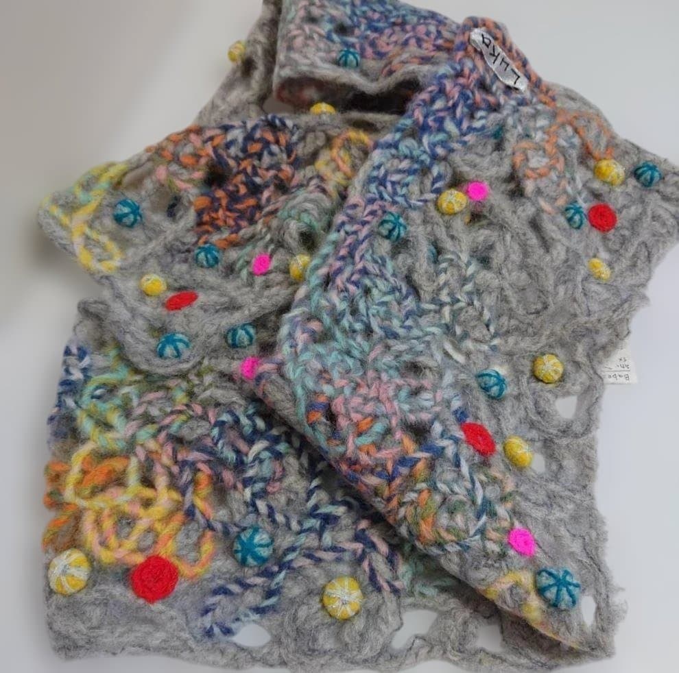 1点物★【Luka】毛糸フェルトマフラー『Babes in dream』未使用品