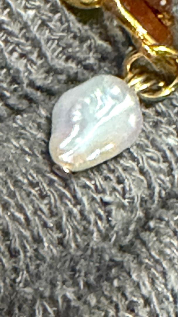 虹色に光る天然✨木の葉型バロックPerlイヤリング✨