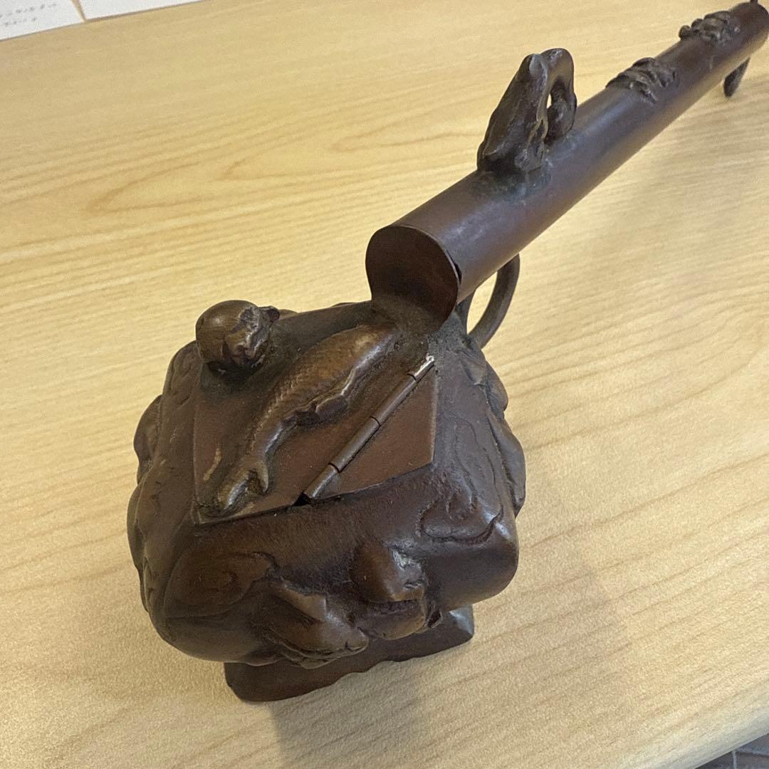 書道具 古道具 古民具 矢立 獅子・魚モチーフ レトロ アンティーク 骨董品