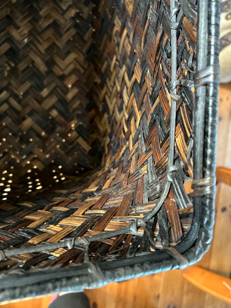 バリ風アイアン×竹編みかご　竹バスケット小物入れ　収納ボックスラック　竹かご