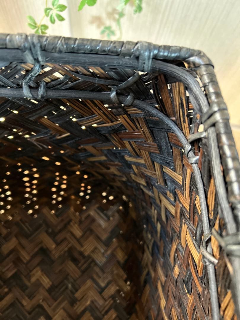 バリ風アイアン×竹編みかご　竹バスケット小物入れ　収納ボックスラック　竹かご