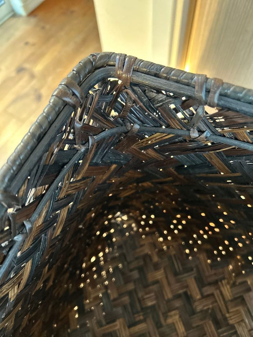 バリ風アイアン×竹編みかご　竹バスケット小物入れ　収納ボックスラック　竹かご