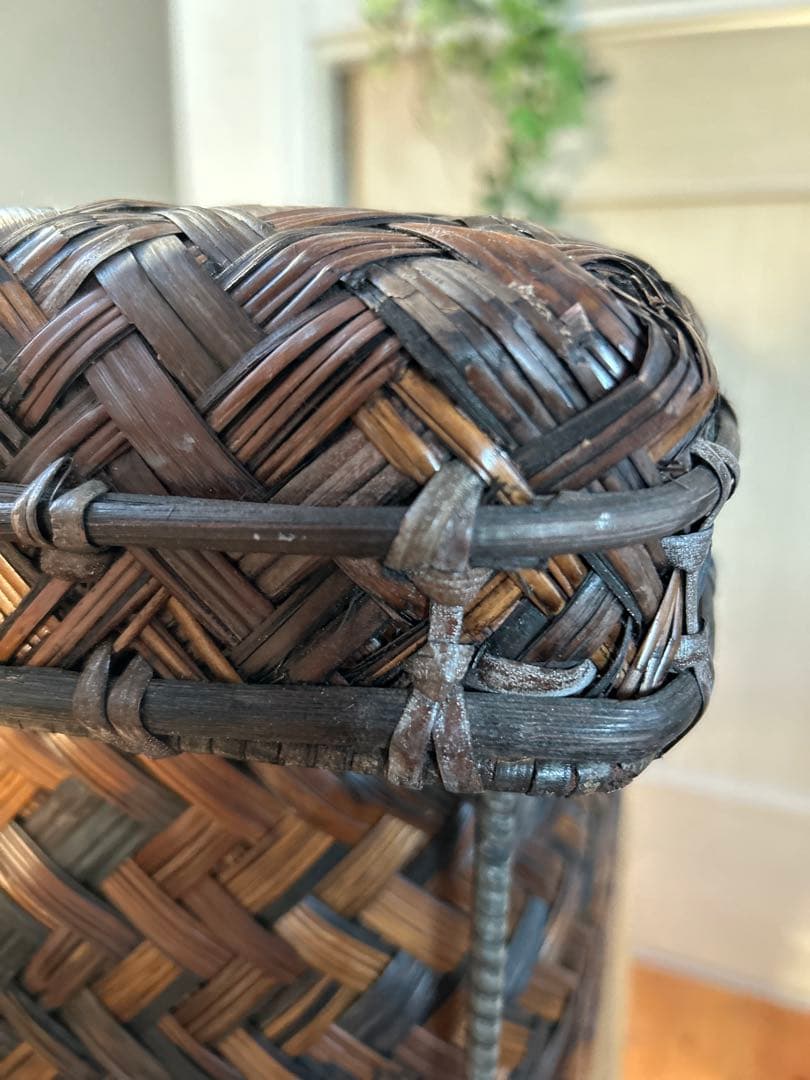 バリ風アイアン×竹編みかご　竹バスケット小物入れ　収納ボックスラック　竹かご