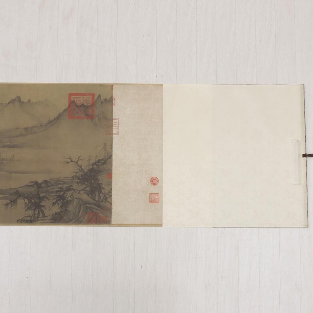 宋　許道寧 「漁舟唱晩図」 絹本 共箱 二玄社　国立故宮博物院蔵