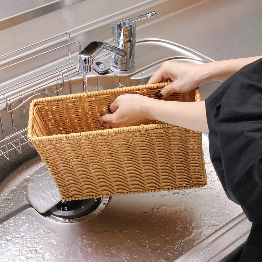 洗える隙間収納 ファイルケース4個セット　書類入れ　ラタン調