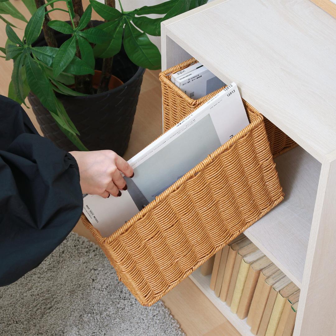 洗える隙間収納 ファイルケース4個セット　書類入れ　ラタン調