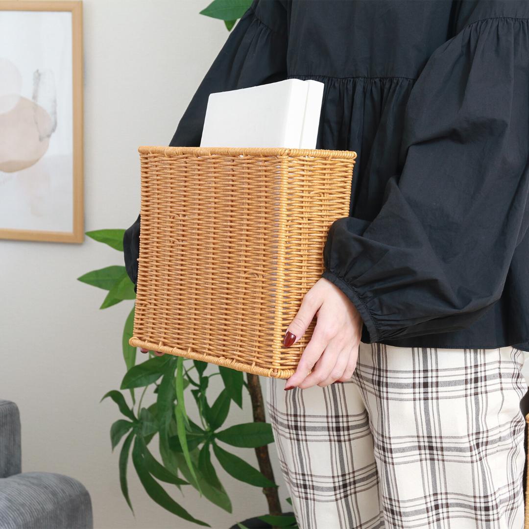 洗える隙間収納 ファイルケース4個セット　書類入れ　ラタン調