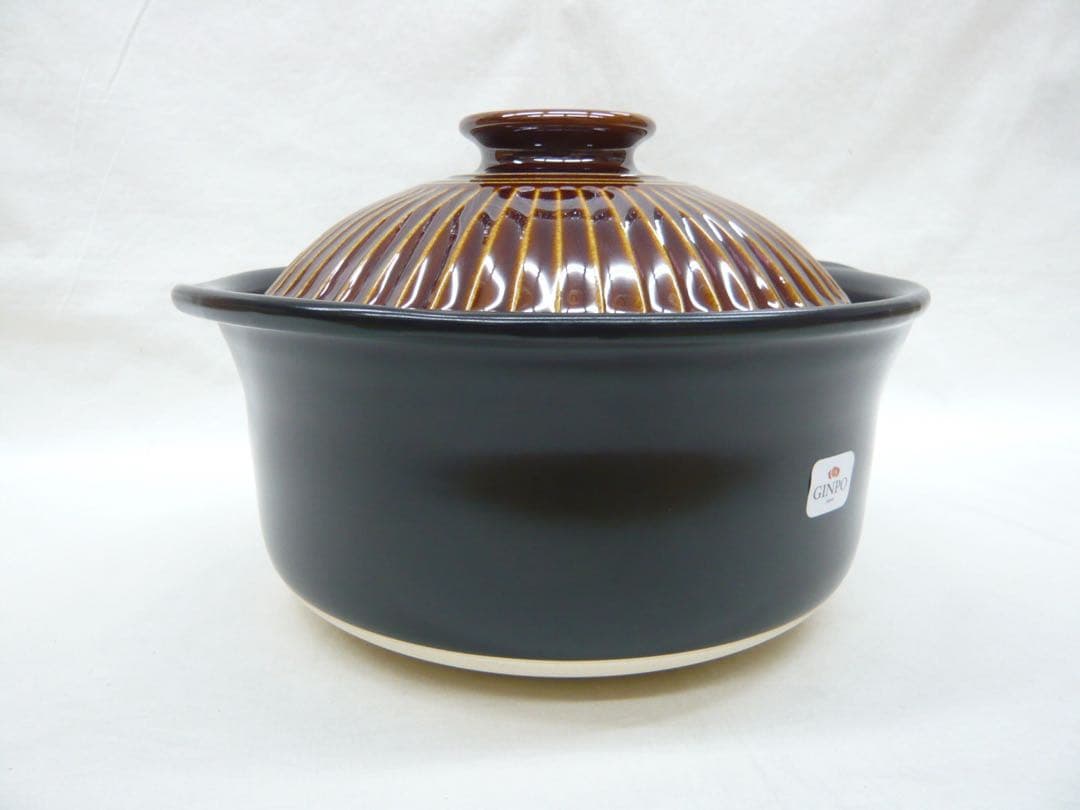 『萬古焼 KIKKA 二重蓋使用の5合炊きご飯釜 飴釉』ガス用