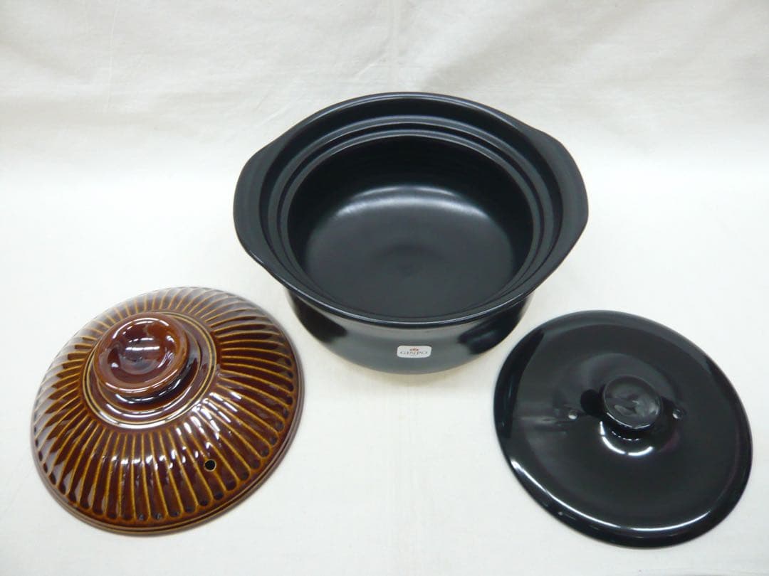 『萬古焼 KIKKA 二重蓋使用の5合炊きご飯釜 飴釉』ガス用