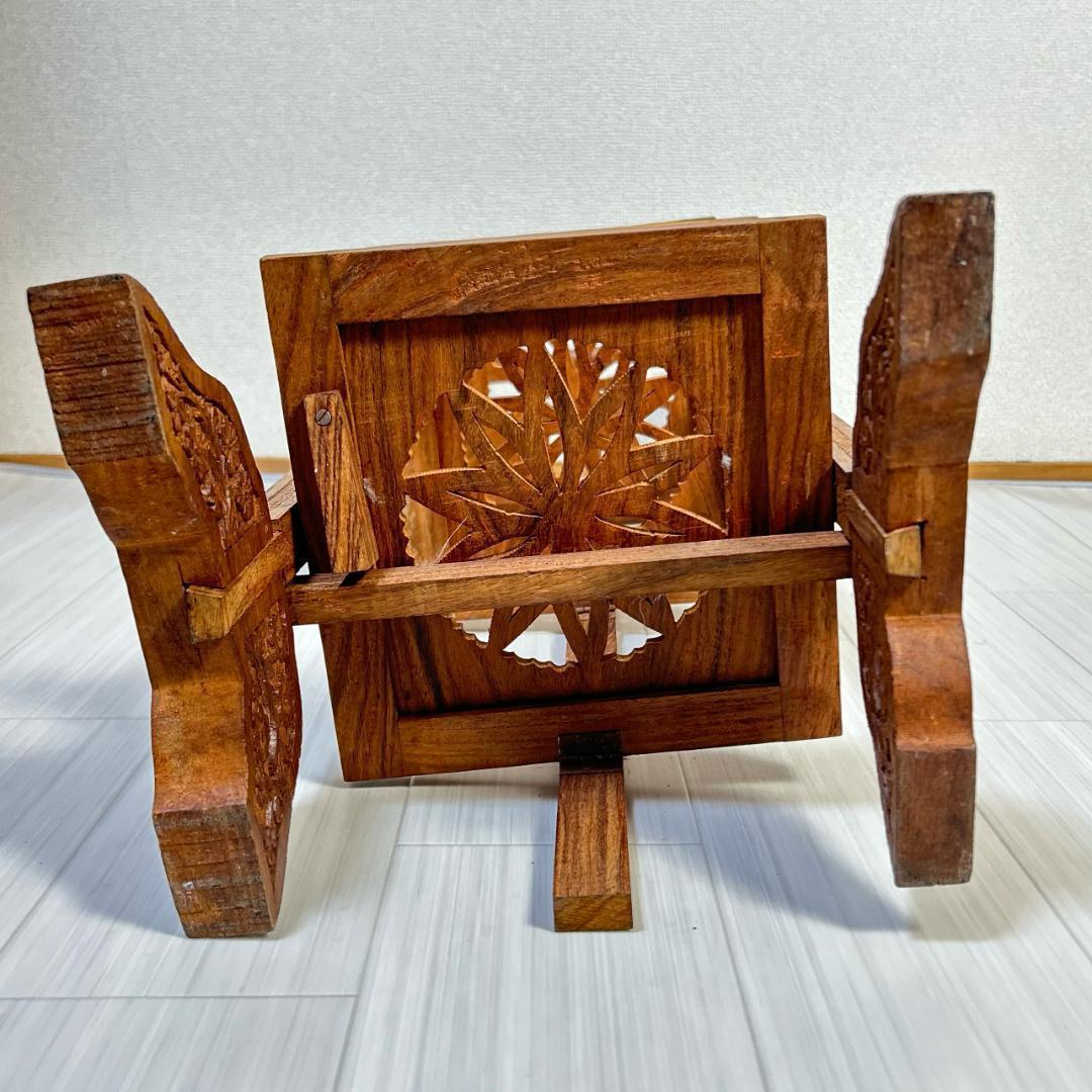 ケーキスタンド　木製　3段　アンティーク　昭和レトロ　サイドテーブル　飾り棚