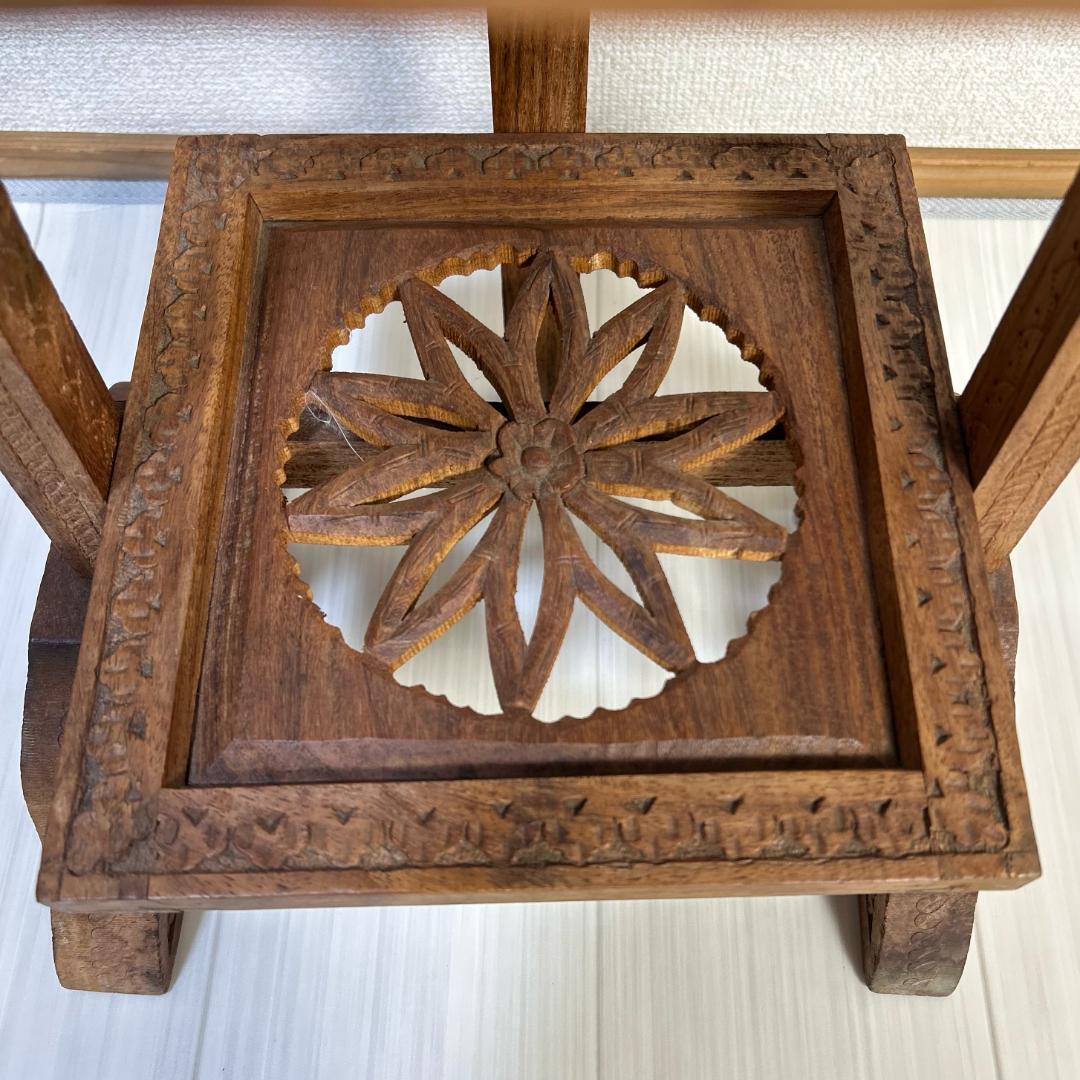 ケーキスタンド　木製　3段　アンティーク　昭和レトロ　サイドテーブル　飾り棚