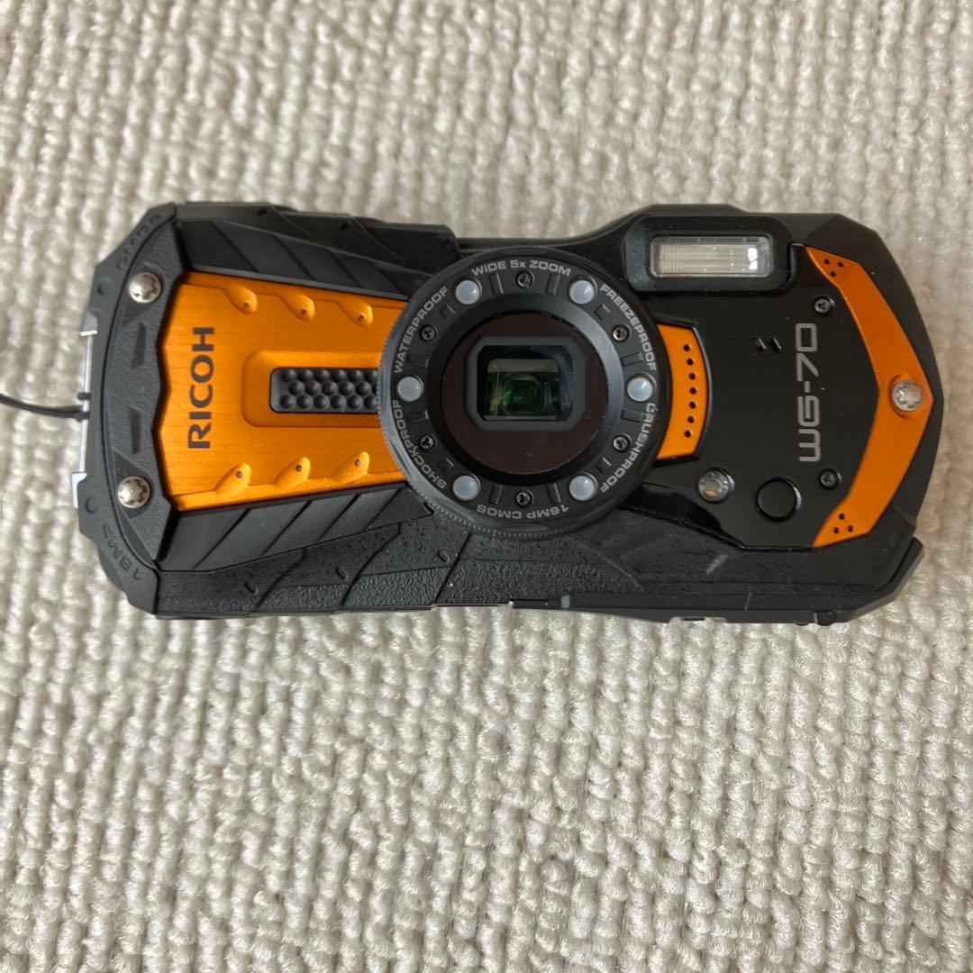 RICOH WG-70 オレンジ 本格防水耐衝撃デジカメ ez Share付き
