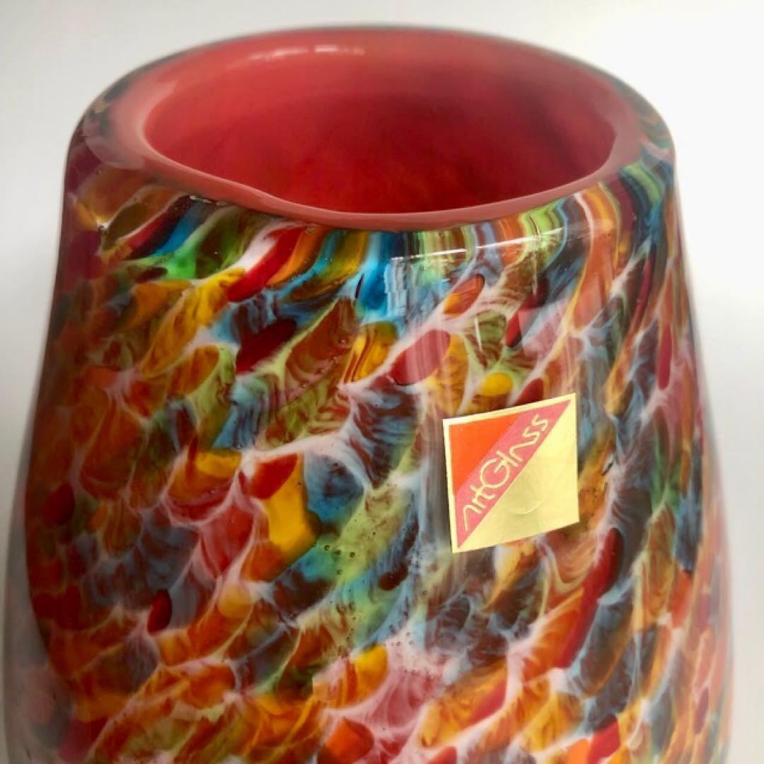 ARTGLASS アートグラス ガラス花瓶 花器 マーブル 昭和レトロ