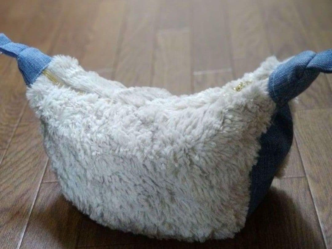 現品限り♡ファー×デニム生地 ラウンドショルダーバッグ ファーバッグ