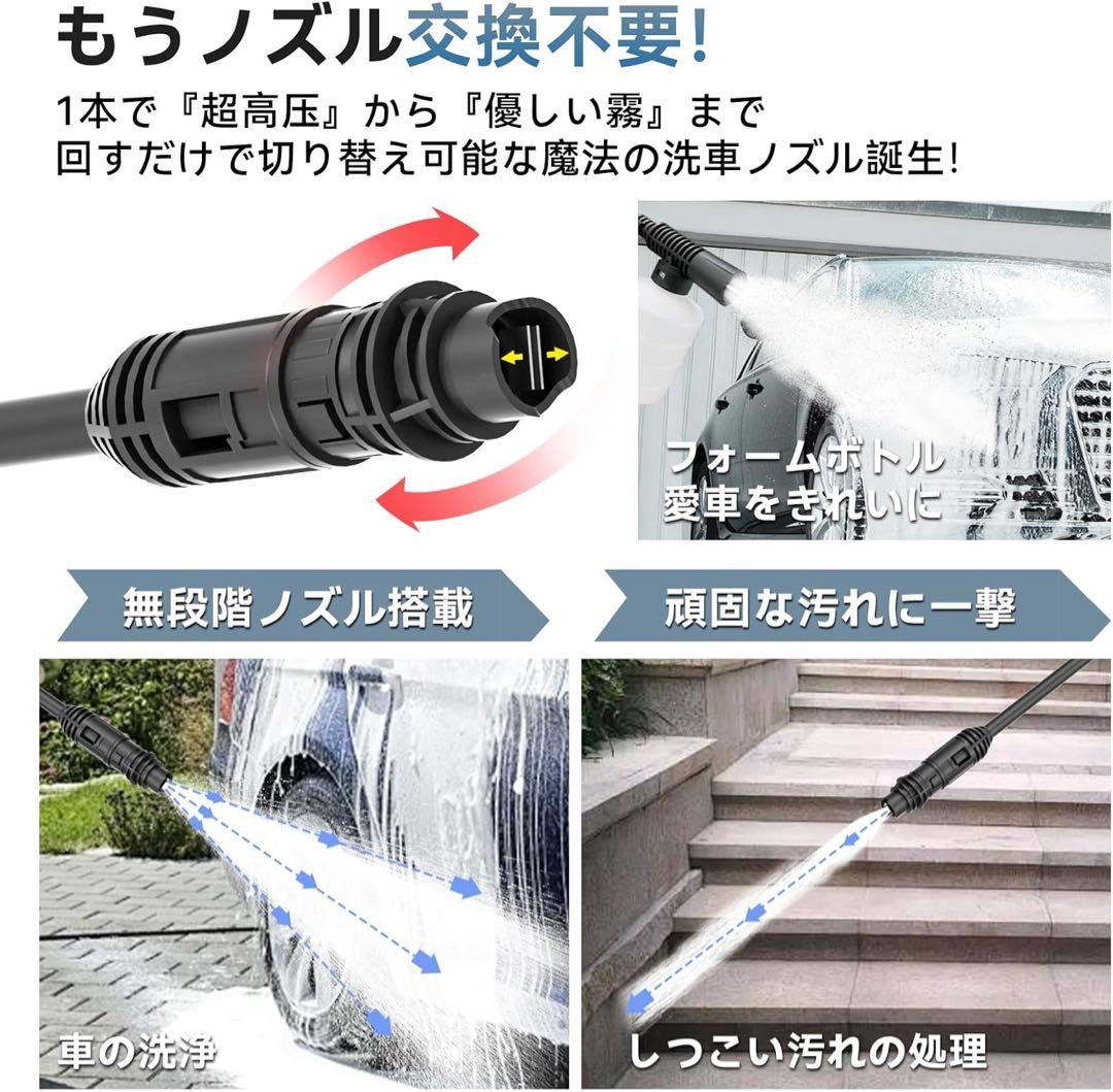年末大掃除 高圧洗浄機 小型 軽量2.85kg 12MPa静音 収納 洗車 庭