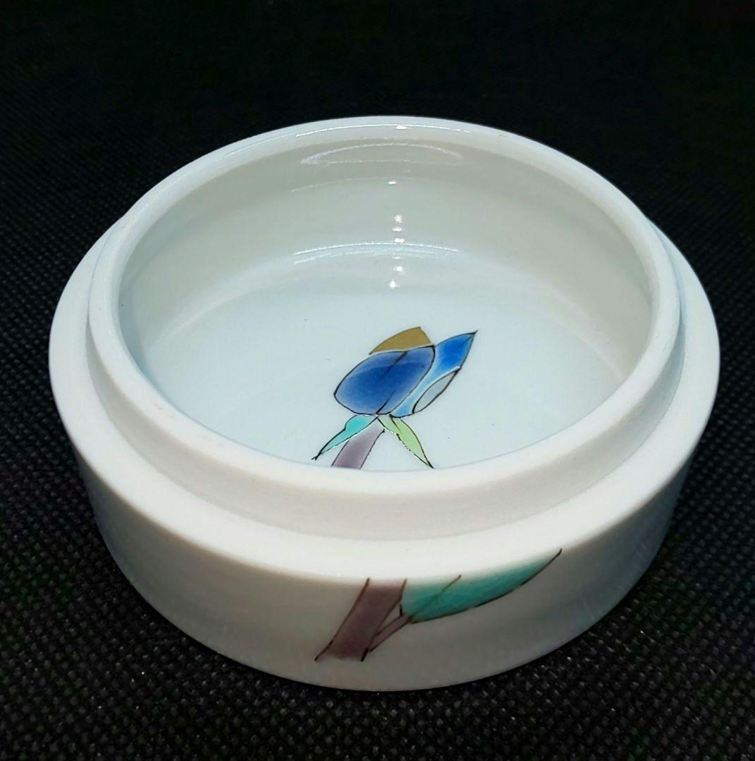 【未使用】山岸大成 九谷焼 色絵薔薇 ボンボニエール 陶箱 小物入れ