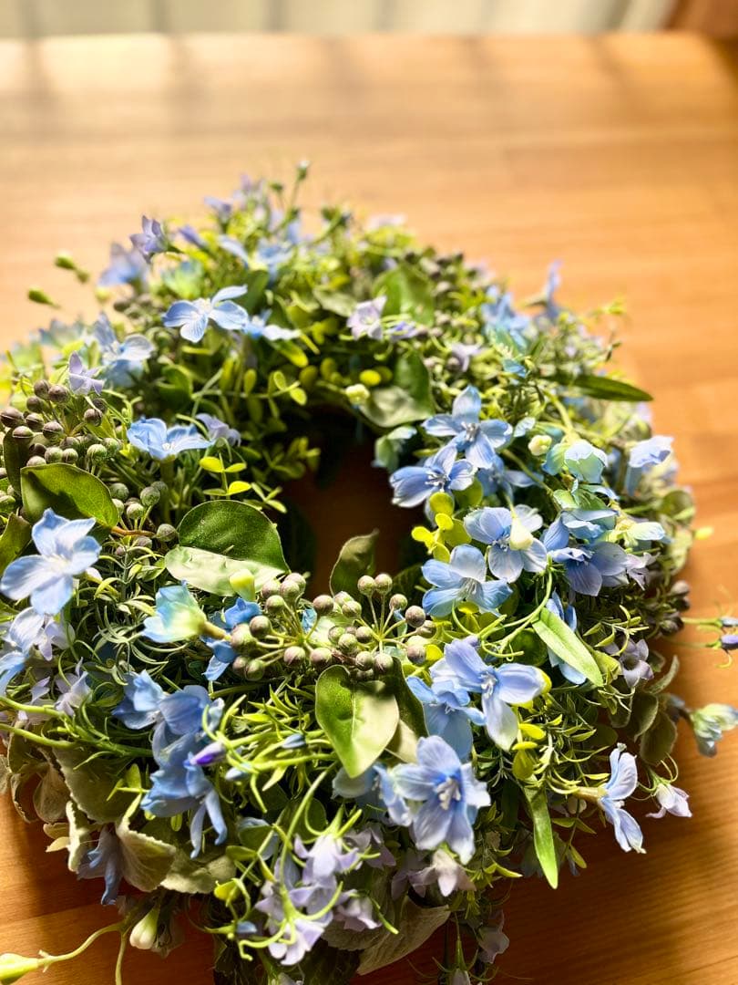デルフィニウムと実物のリース※アーティシャルフラワー(造花)