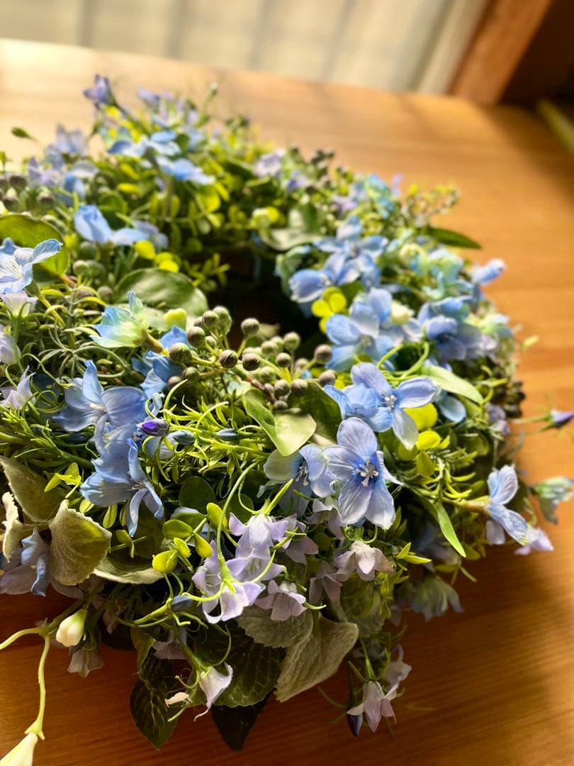 デルフィニウムと実物のリース※アーティシャルフラワー(造花)