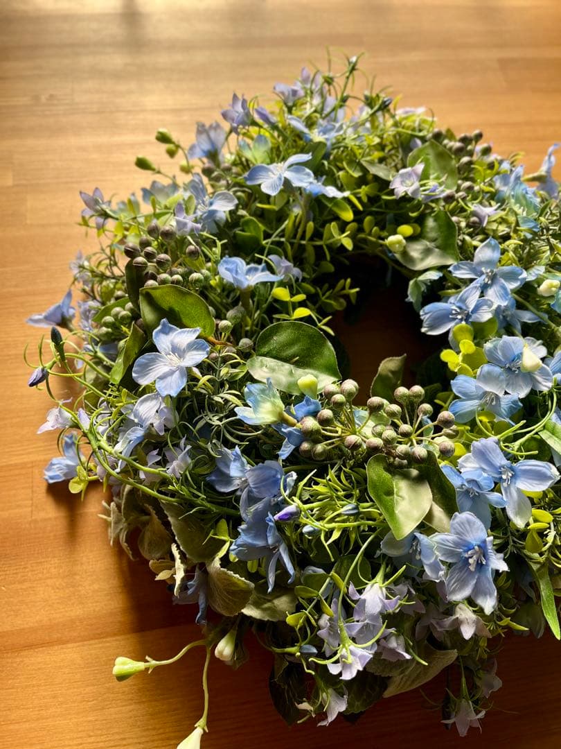 デルフィニウムと実物のリース※アーティシャルフラワー(造花)
