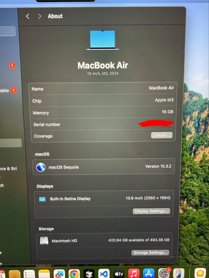 MacBook Air M3 16GB 本体　UKキーボード