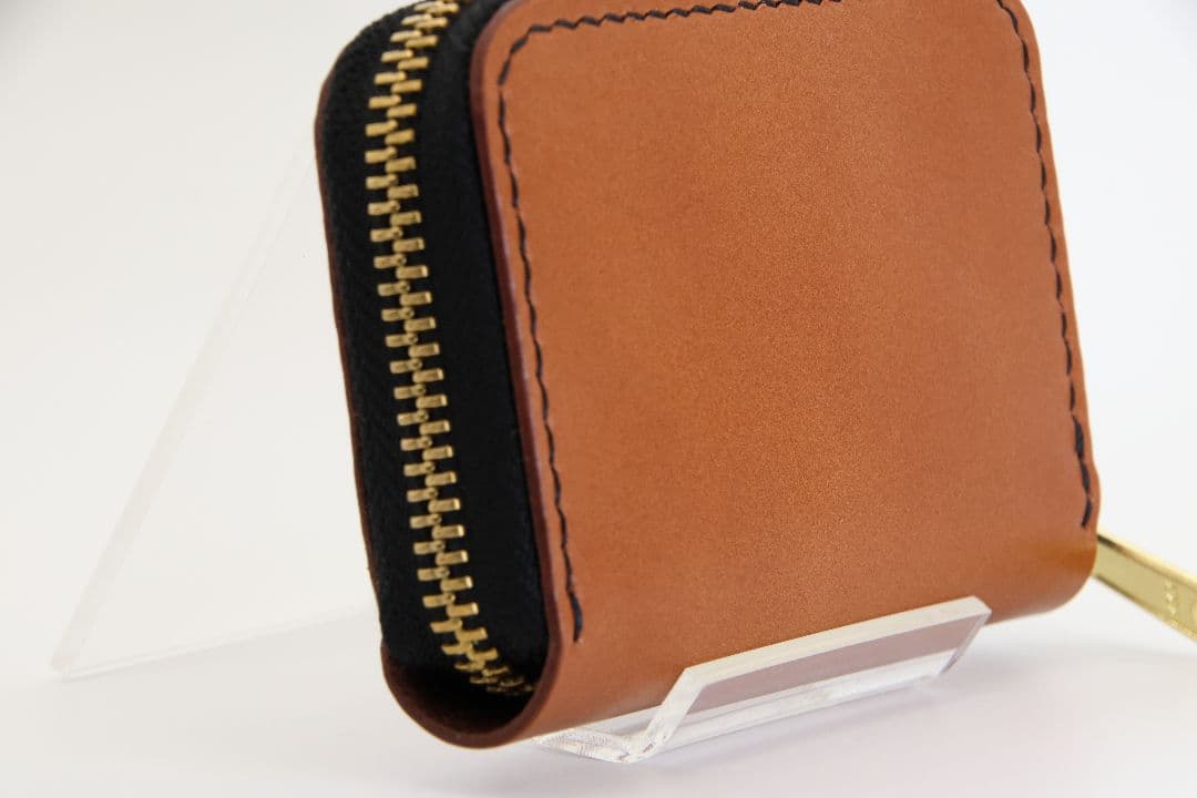 ミニラウンドファスナーウォレット チョコ / 財布 本革 コンパクト