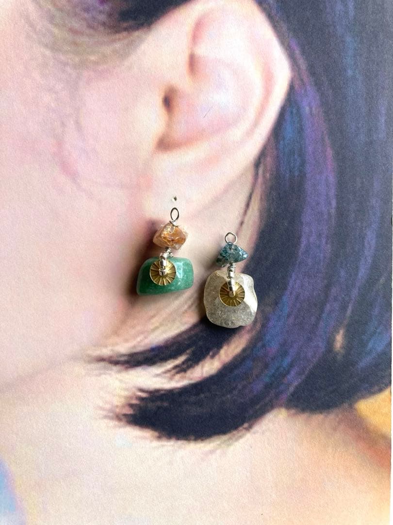 no.0277 バイカラークラックのシトリンと流れ星のソレイユ　一点物