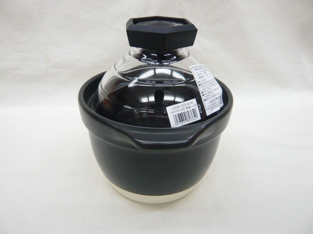 『ハリオ フタがガラスのご飯釜 1~２合用』ガス用 火加減調整不要 音でお知らせ