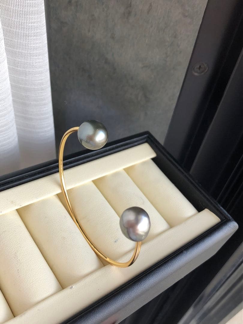 黒蝶真珠バングル　ハンドメイド