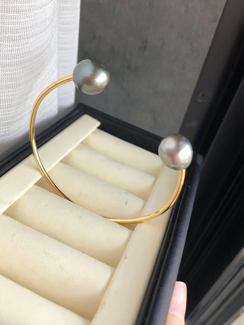 黒蝶真珠バングル　ハンドメイド